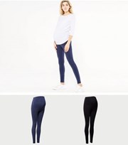 New Look Maternity 2 Pack Navy and Black Jersey Leggings
